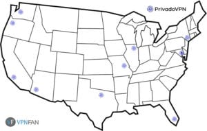 PrivadoVPN US server map
