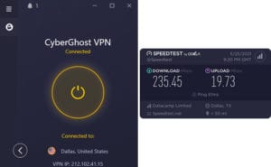 CyberGhost Dallas speed test