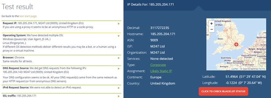 Betternet Leak & Location test