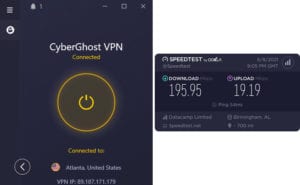 CyberGhost Auburn speed test