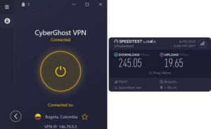 CyberGhost Colombia speed test