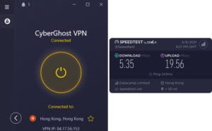 CyberGhost Hong Kong speed test
