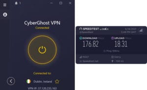 CyberGhost Northern Ireland speed test