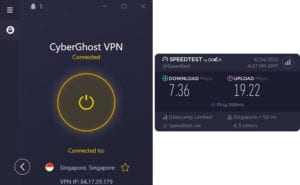 CyberGhost Singapore speed test