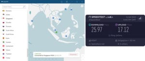 NordVPN Singapore speed test