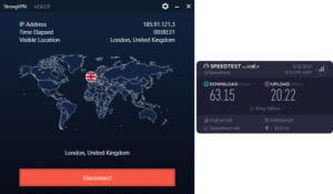 StrongVPN Scotland speed test