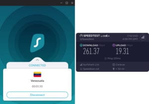 Surfshark Venezuela speed test