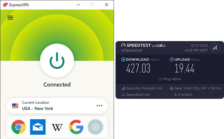 ExpressVPN sports speed test