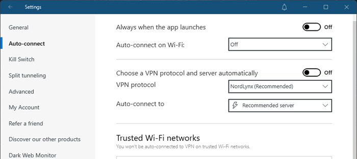 NordVPN auto-connect