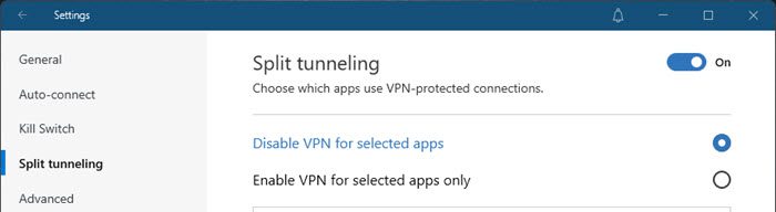 NordVPN split tunneling